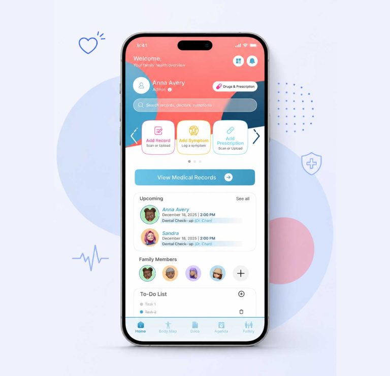 Pantalla principal de la app Orana con citas, familiares y recordatorios